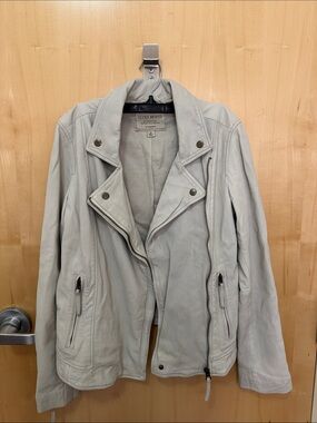 Lucky Brand Pale Gray Lamb Leather Jacket